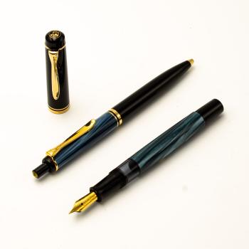 Pelikan M200 K200 SET NOS old style Blau Marmoriert Füller M Kugelschreiber