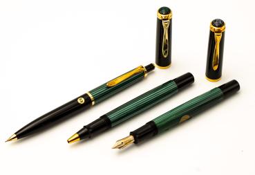 Pelikan M400 R400 D200 SET NOS old style Grün Füller 14K M Rollerball Druck-Blei