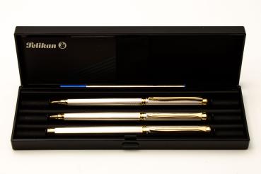 Pelikan R390 K390 D390 SET Silber Guilloche NOS Rollerball Kugelschreiber Bleist