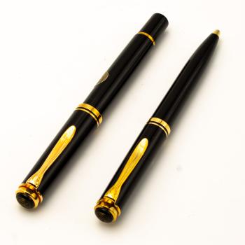 Pelikan M600 + D600 SET Schwarz Füller Pen 18K M Kugelschreiber + Leder-Etui TL2