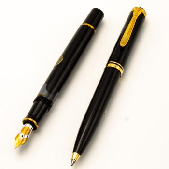 Pelikan M600 + D600 SET Schwarz Füller Pen 18K M Kugelschreiber + Leder-Etui TL2