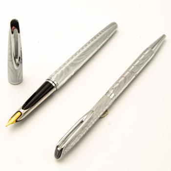 Waterman CF Set 1950s vintage Füller + Kugelschreiber Silver Moire 14K F
