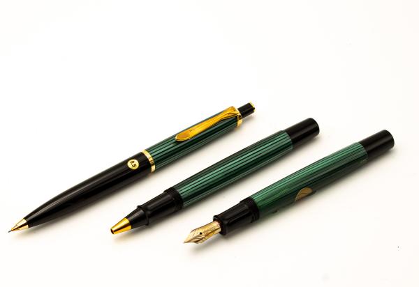 Pelikan M400 R400 D200 SET NOS old style Grün Füller 14K M Rollerball Druck-Blei