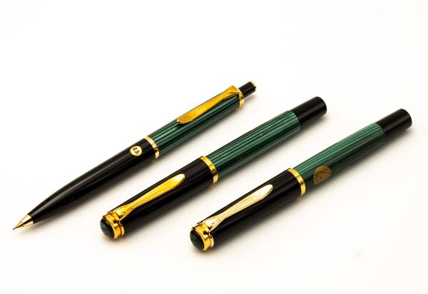 Pelikan M400 R400 D200 SET NOS old style Grün Füller 14K M Rollerball Druck-Blei