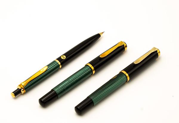 Pelikan M400 R400 D200 SET NOS old style Grün Füller 14K M Rollerball Druck-Blei