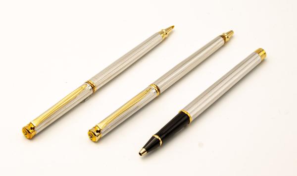 Pelikan R390 K390 D390 SET Silber Guilloche NOS Rollerball Kugelschreiber Bleist
