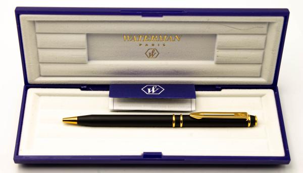 Waterman Paris France Ballpoint-Pen Kugelschreiber Matt Schwarz Gold