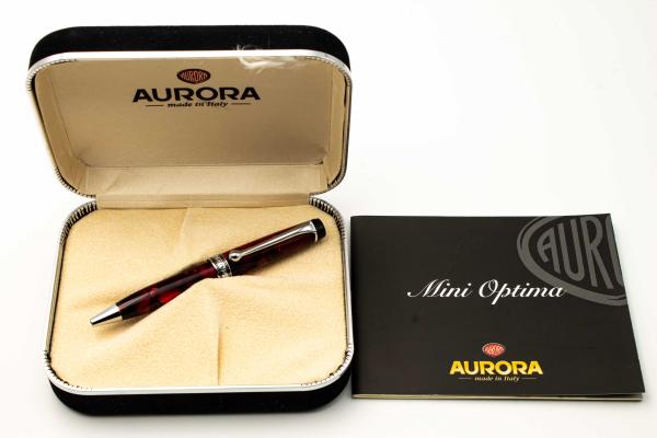 Aurora Mini Optima Ballpoint-Pen Kugelschreiber Rot marmoriert Red Marble 998
