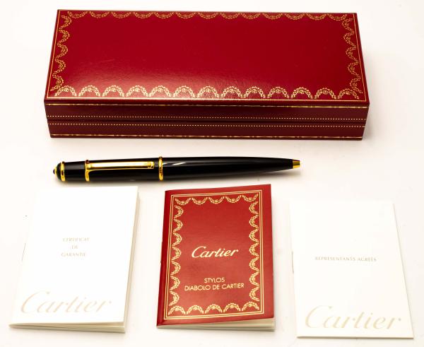 Cartier Diabolo Kugelschreiber ballpoint-pen Schwarz Gold